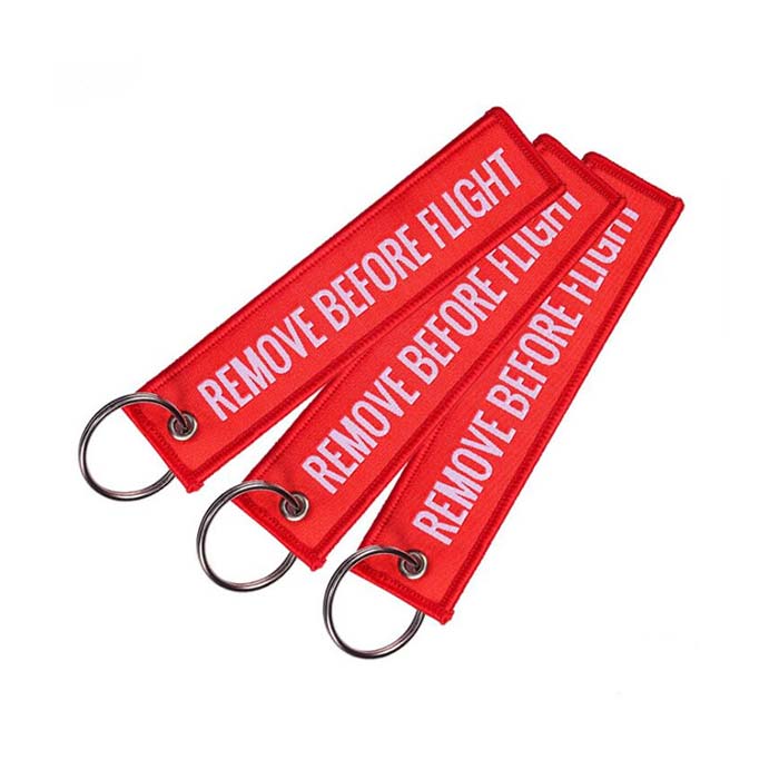 Remove Before Flight Embroidery Keychain