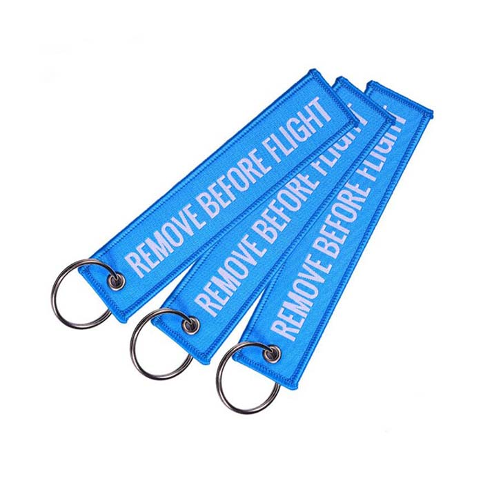 Remove Before Flight Embroidery Keychain