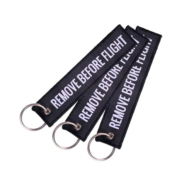 Remove Before Flight Embroidery Keychain