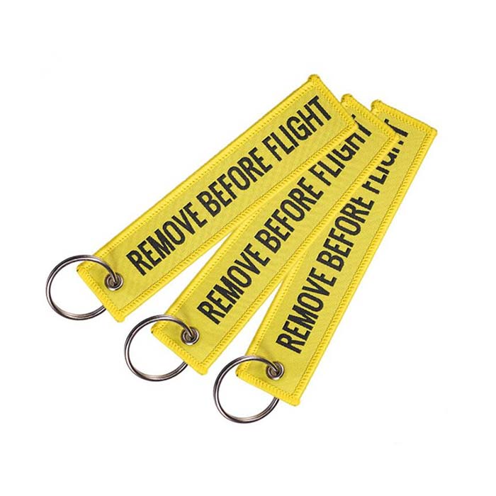 Remove Before Flight Embroidery Keychain