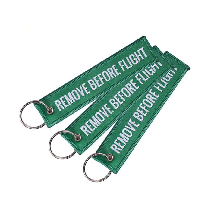 Remove Before Flight Embroidery Keychain