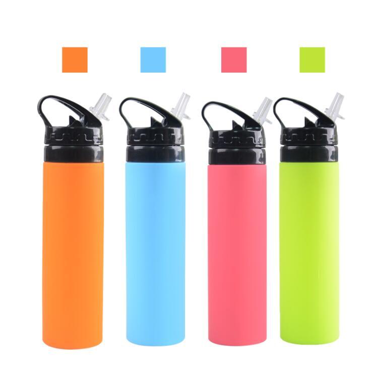 600ml BPA Free Sports Foldable Silicone Water Bottle for Travel