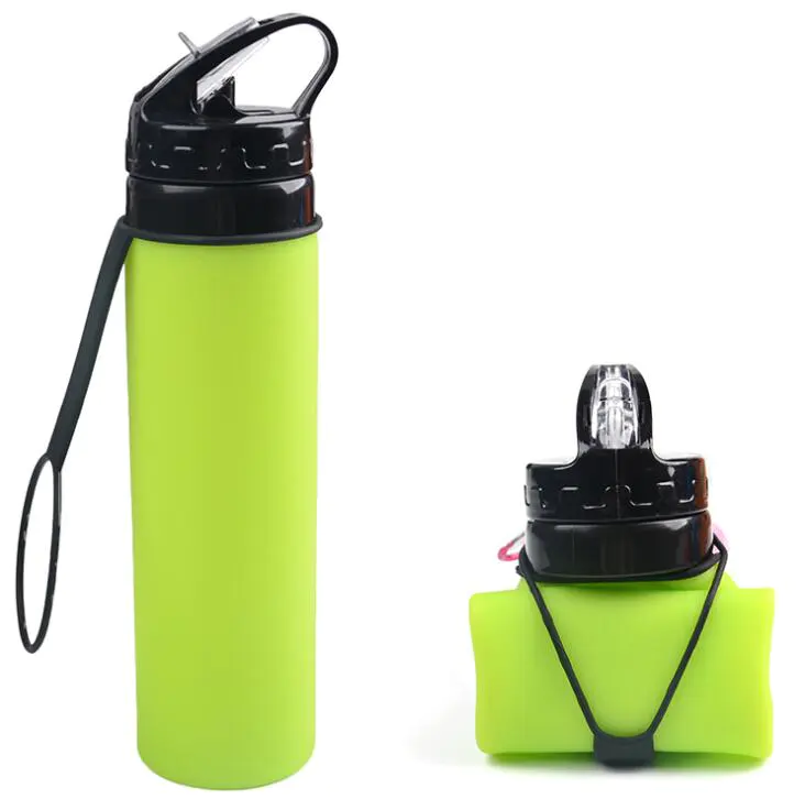 600ml BPA Free Sports Foldable Silicone Water Bottle for Travel