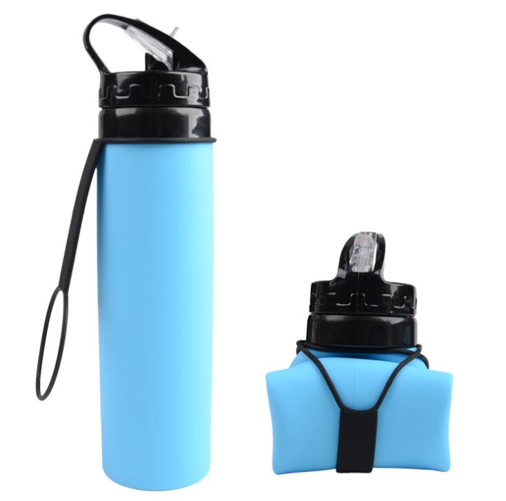 600ml BPA Free Sports Foldable Silicone Water Bottle for Travel