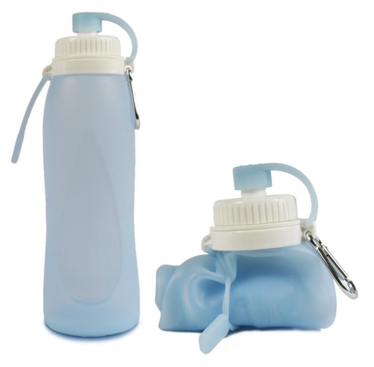 Wholesale BPA Free Foldable Silicone Sport Collapsible Water Bottle with Custom Logo