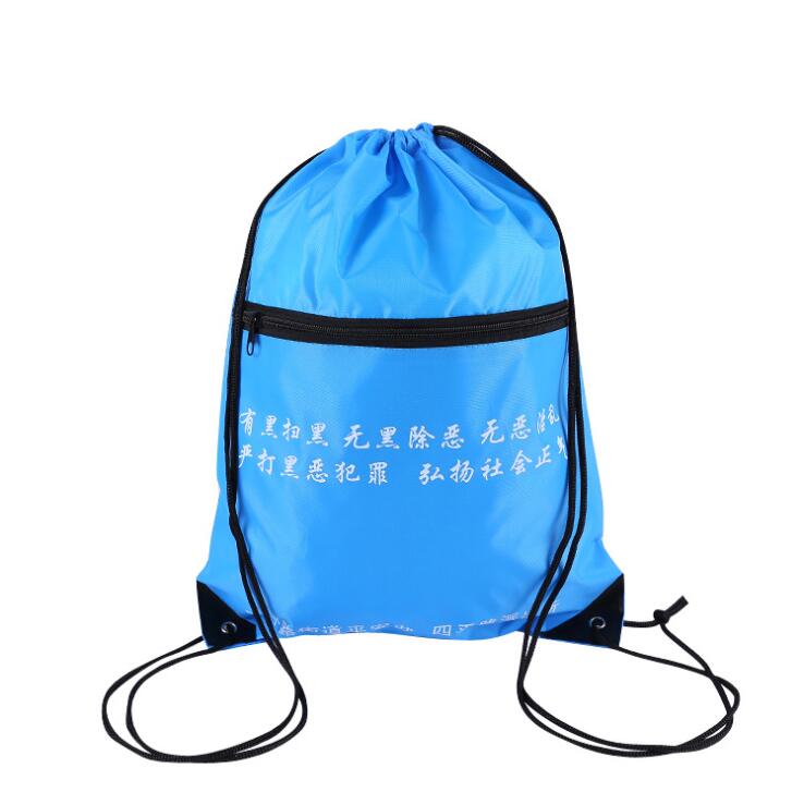 Wholesale Custom Cheap Promotional Drawstring Bag with Zipper Pocket