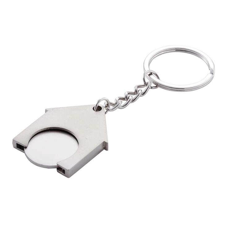 House Shape Trolley Coin Metal Key Chain