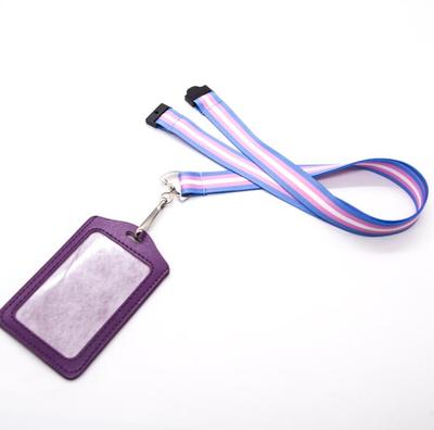 Custom Lanyard for Staff with PU leather Card Holder