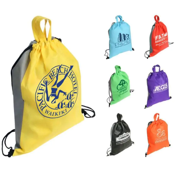 Eco- friendly Non Woven Sport Drawstring Backpack Bag with Handle