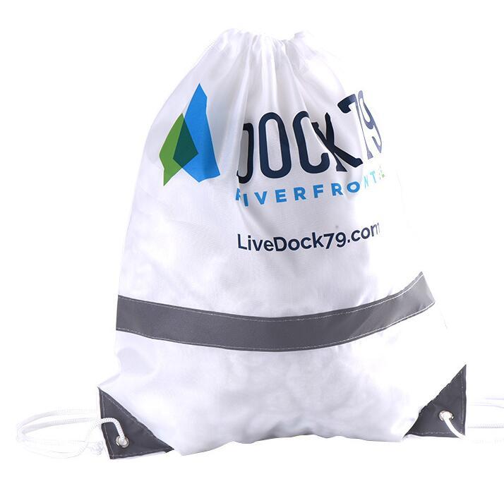 Reusable Eco-Friendly Drawstring Shopping Bag with Reflective Band