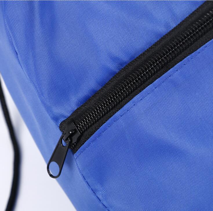Polyester Drawstrings Bag with Front Zipper Pocket