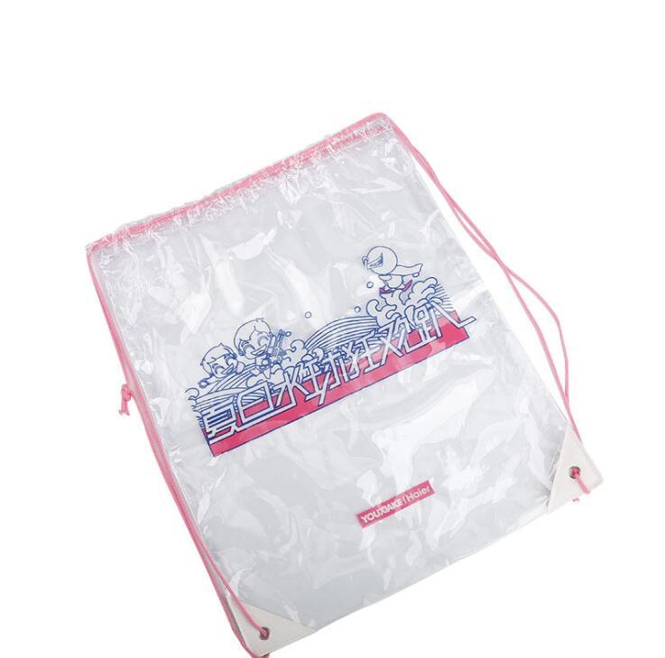 Custom Waterproof Clear Transparent PVC Drawstring Bag with Logo Printing