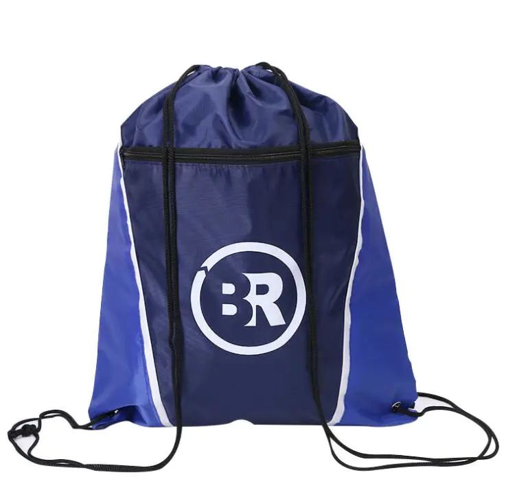 Factory Price Promotional Custom Drawstring Bag with Front Zipper Pocket