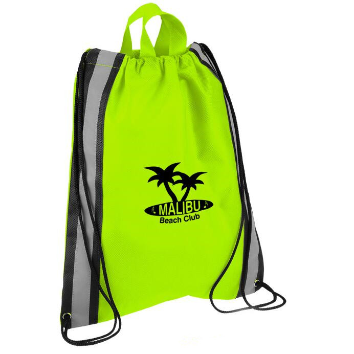 Reusable Eco-Friendly Drawstring Shopping Bag with Reflective Band