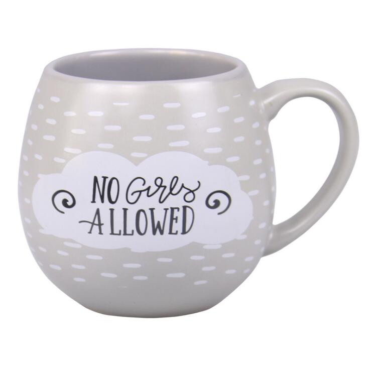 14 Oz Inner Color Glazed Ball Shaped White Ceramic Coffee Mug