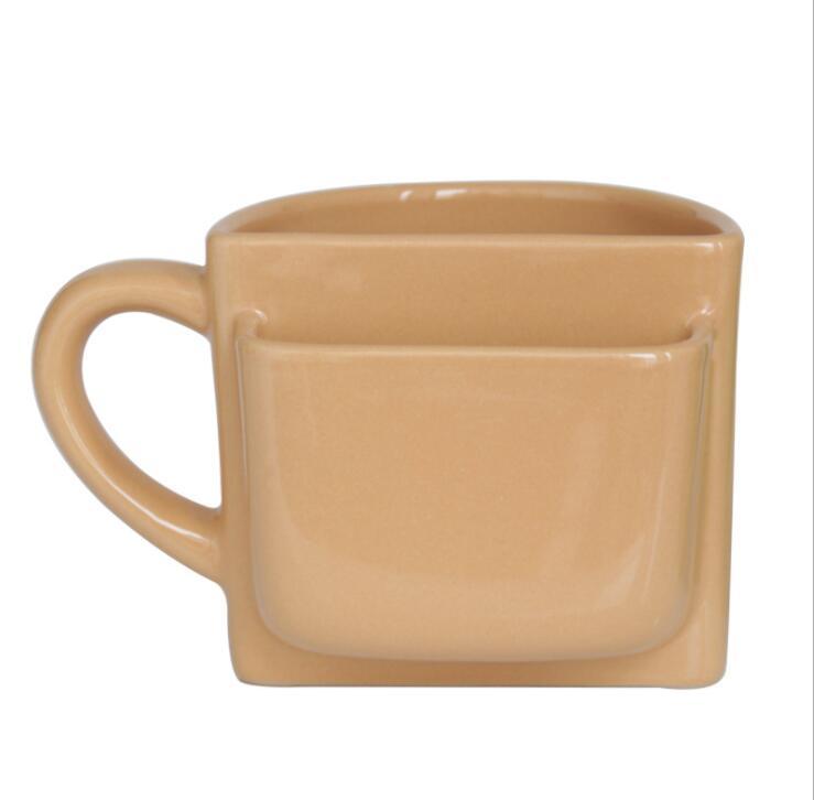 Ceramic Mug Cookie Holder, Mug with Biscuit Pocket