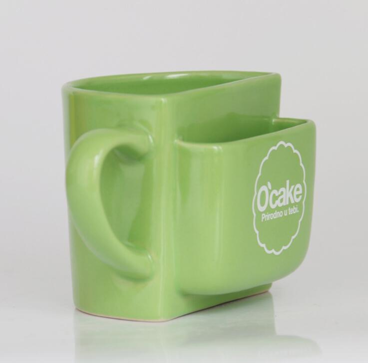 Ceramic Mug Cookie Holder, Mug with Biscuit Pocket