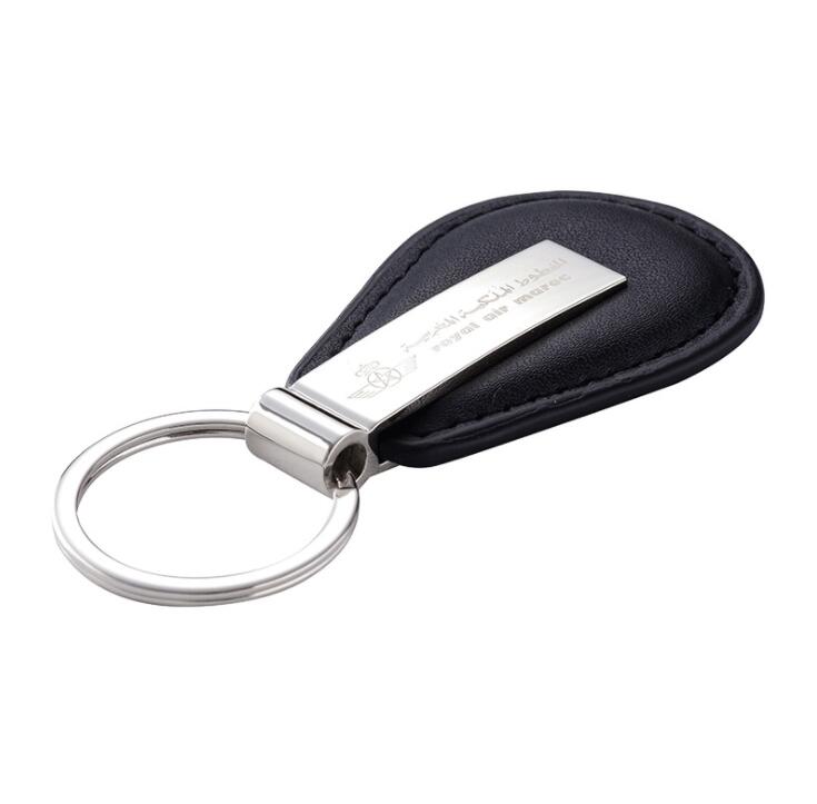 Customized Black PU Leather Car Keychain with Low Price