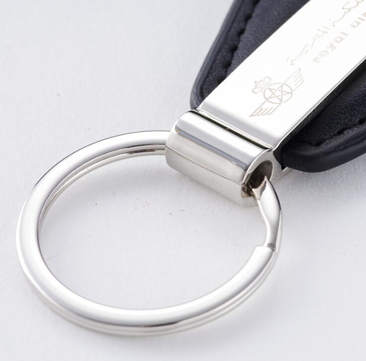 Customized Black PU Leather Car Keychain with Low Price