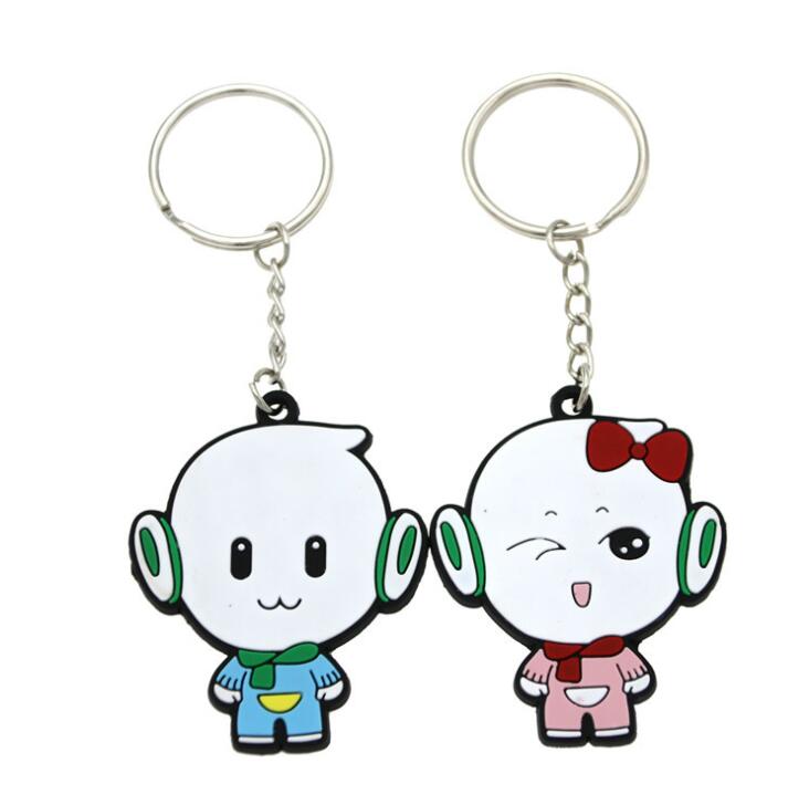 Customized 3D cartoon mascot rubber key ring for Advertising