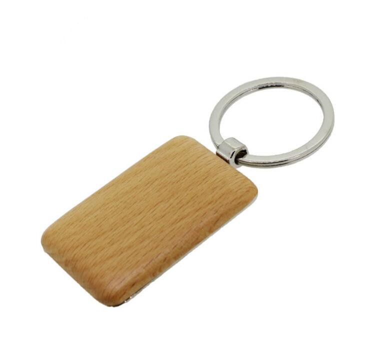 Wholesale Rectangle Wooden Metal Keychain with High Quality