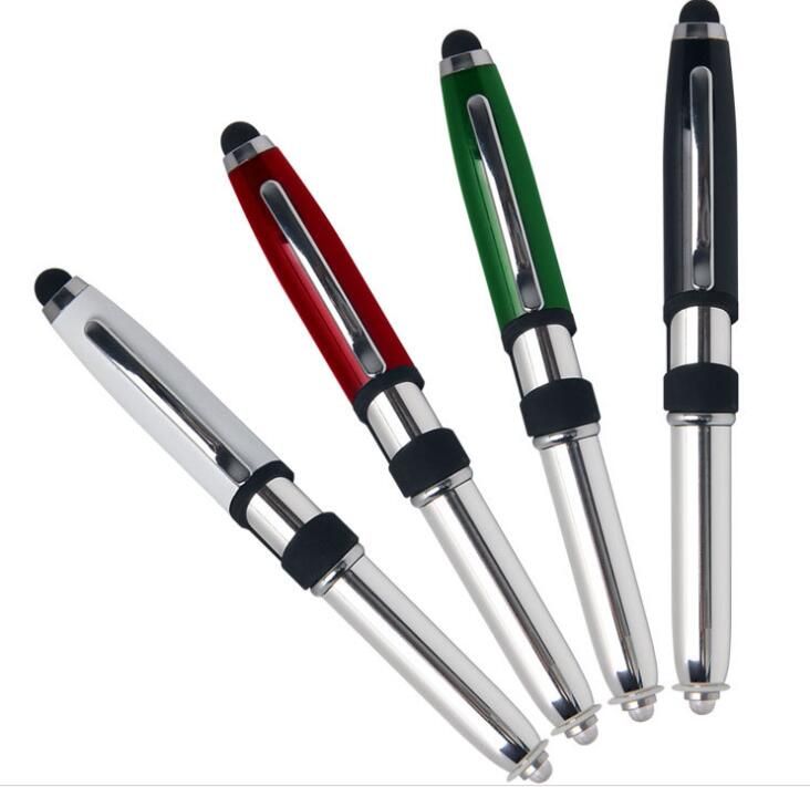 Wholesale 3 in 1 Stylus Ballpoint Pen LED Light Metal Pen with Phone Holder