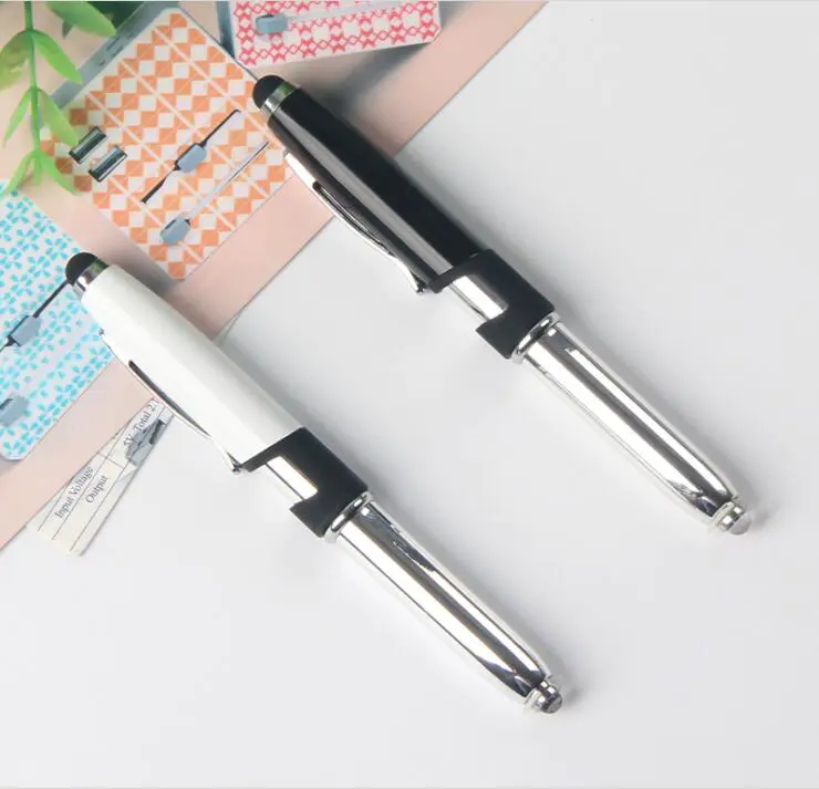 Wholesale 3 in 1 Stylus Ballpoint Pen LED Light Metal Pen with Phone Holder