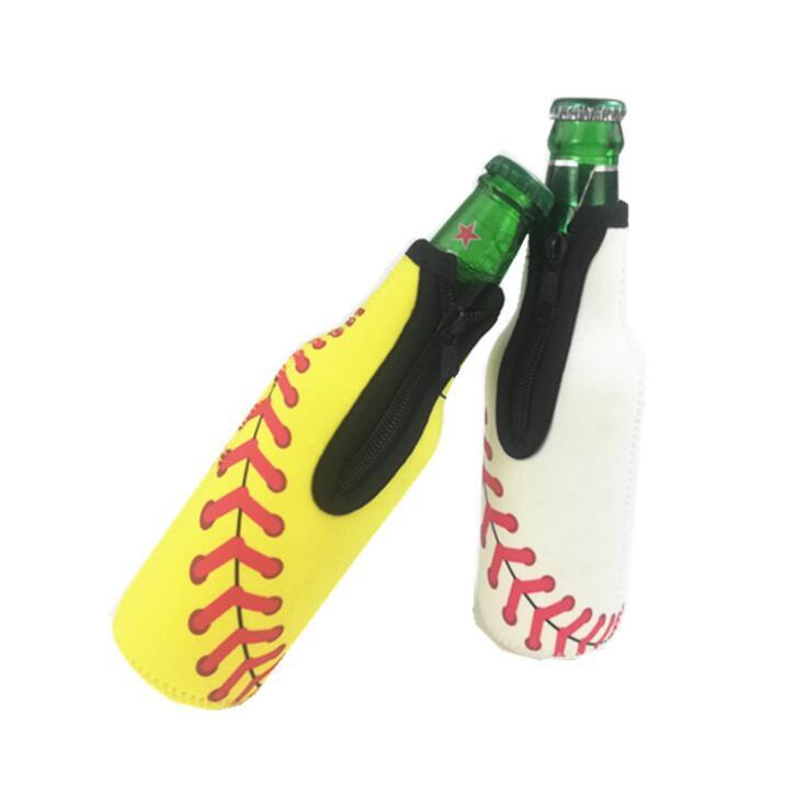 Neoprene Baseball Design Insulated Beverage Beer Bottle Cooler