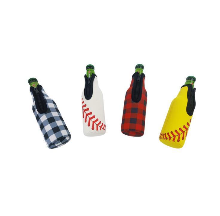 Neoprene Baseball Design Insulated Beverage Beer Bottle Cooler