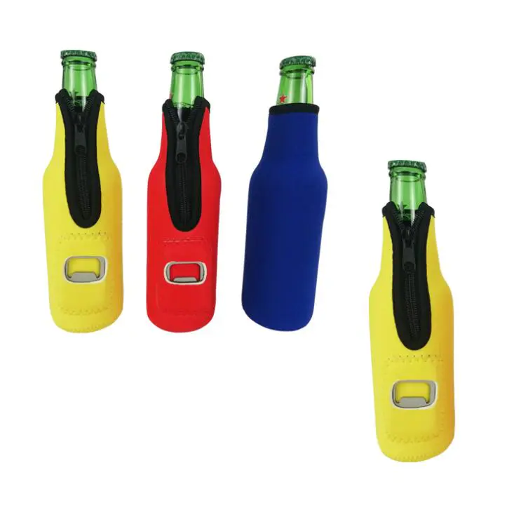 Factory Supply Neoprene Beer Bottle Cooler with Bottle Opener