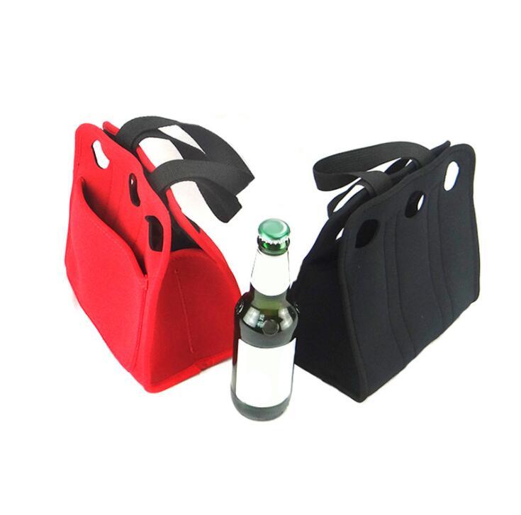 Custom 6 Pack Insulated Neoprene Beer Bottle Cooler Bag With Handle