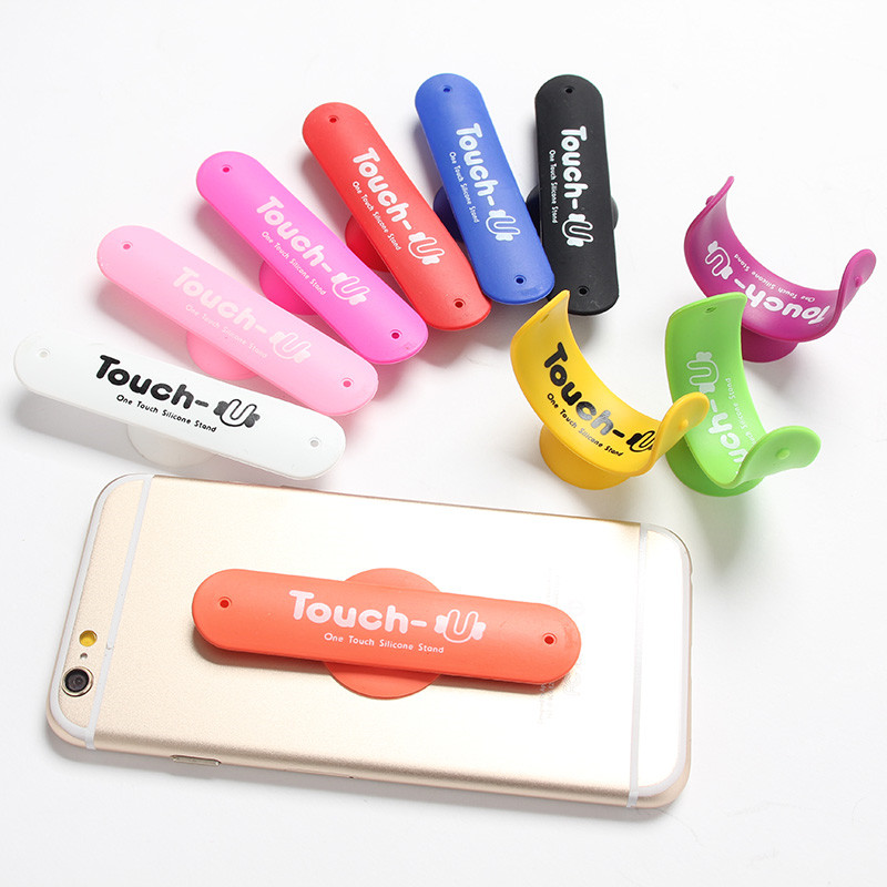 Custom Logo One Touch Mobile Silicone Snap Stand
