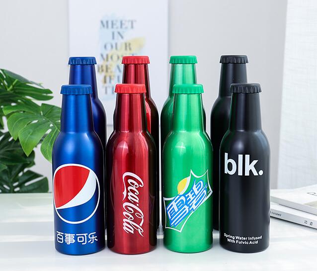 Creative Sprite Coke Bottle Stainless Steel Vacuum Flask Water Cup 450ml Cool Outdoor Portable Travel Mug Water Bottle