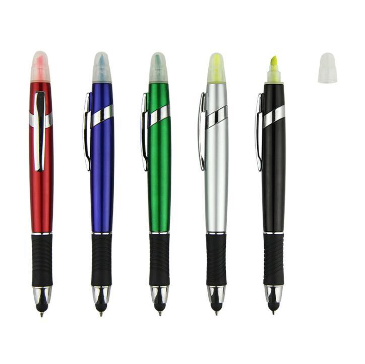 Customized Cheap Plastic Highlighter Ball Pen for School