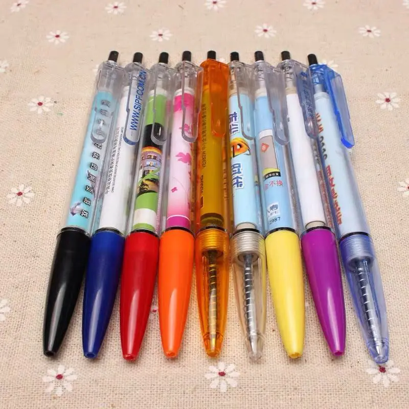 Custom Transparent Promotional Ball Pen Pull out Banner Pen for Gifts