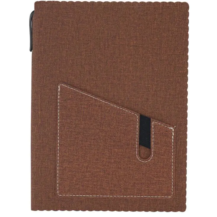 Contrast Leather Bound Diary with Phone Pocket