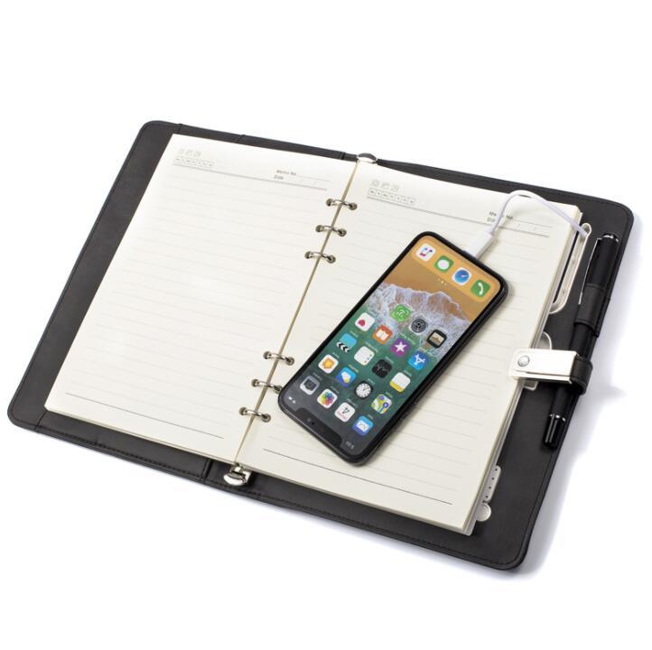Portable 8000mAh Mobile Phone Power Bank PU Leather Notebook