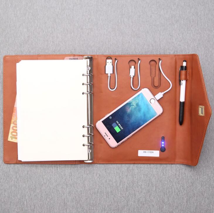 Wholesale multifunction  A5 Ring Binder Notebook with Power Bank