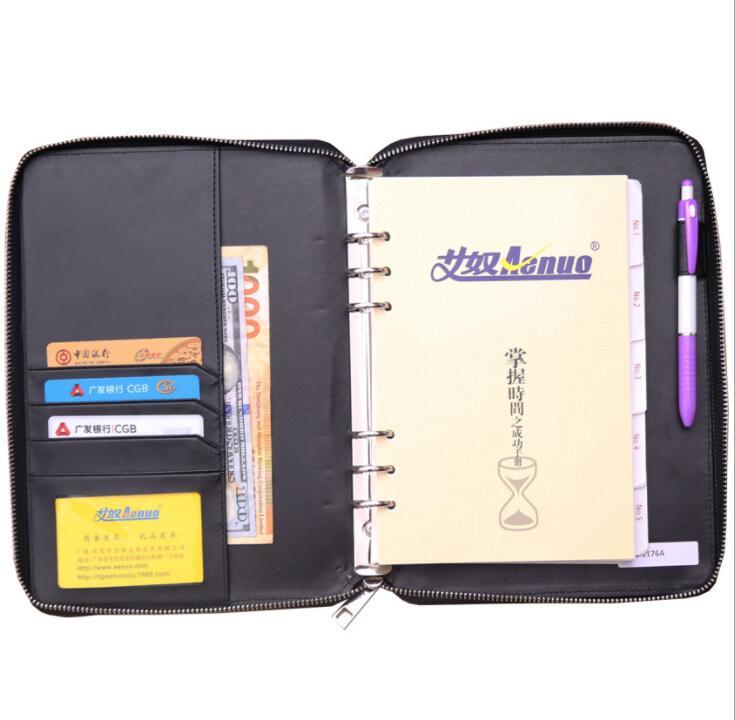 Zipper A4 A5 PU Leather Planner Organizer Agenda Notebook