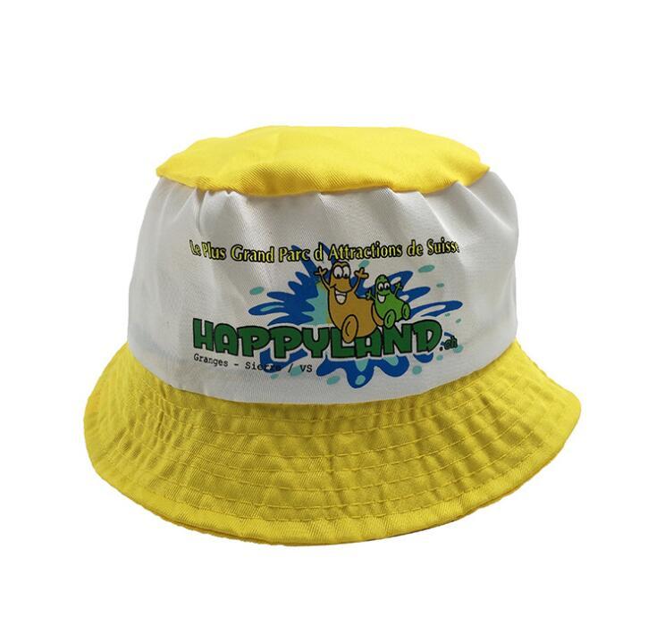 Customized Kids Cotton Bucket Hat Fishing Cap Outdoor Sun Hat with Logo Embroidered