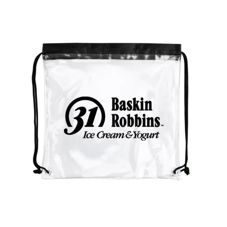 Custom Waterproof PVC Clear Drawstring Backpack Bag with Logo Printed