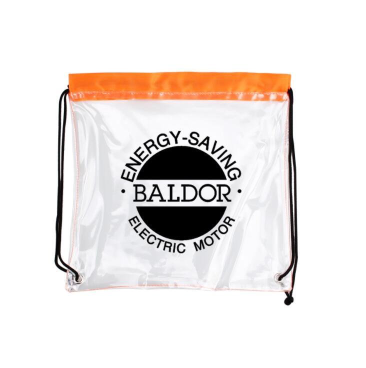 Custom Waterproof PVC Clear Drawstring Backpack Bag with Logo Printed