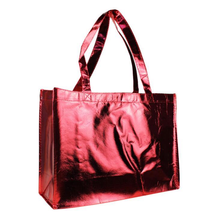 Custom Printed Laser Laminated Shopping Bag, PP Metallic Non Woven Handle Bag