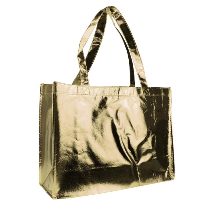 Custom Printed Laser Laminated Shopping Bag, PP Metallic Non Woven Handle Bag