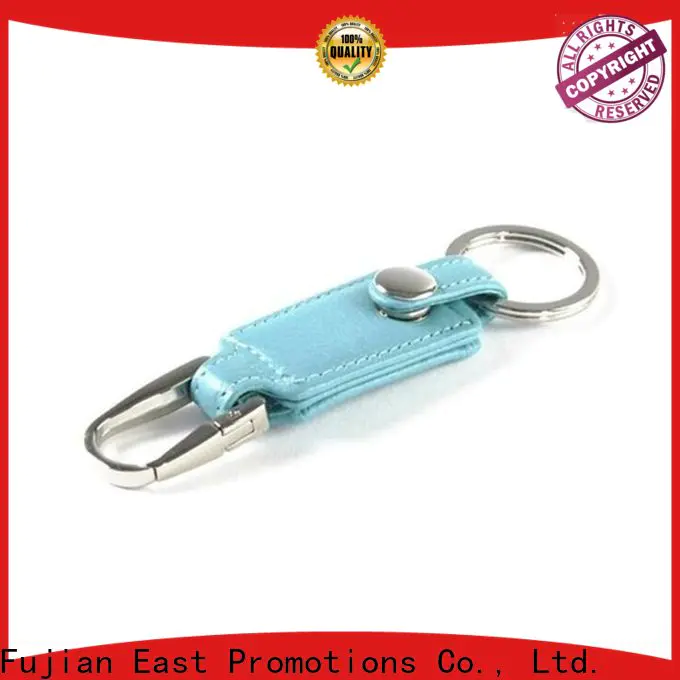 East Promotions worldwide wholesale leather keychain directly sale for corporate brand promotion